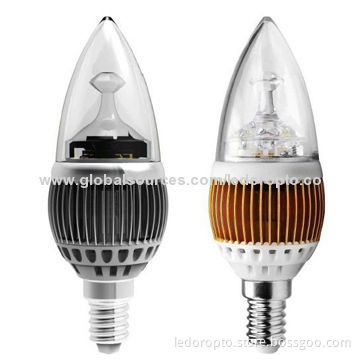 LED Candle Bulbs, E14/E27 Base Type, 3W, Cooling Fins